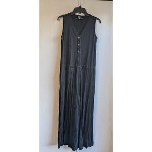 Focus Life Style Women's Black Sleeveless Button Down Casual Jumpsuit Size L